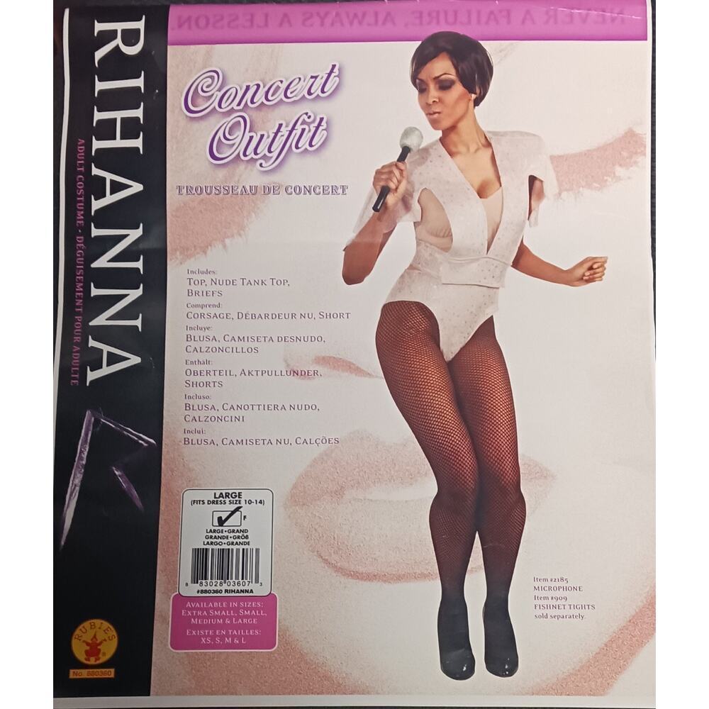Rihanna Concert Outfit Adult Costume Large (10β14) Top, Nude Tank & Briefs New